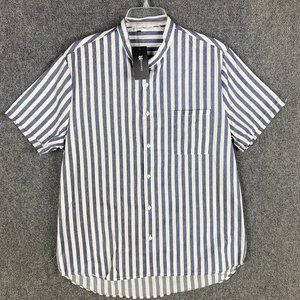 ChArmkp Button Up Shirt Men's XL NWT Short Sleeve Striped Polyester Blend